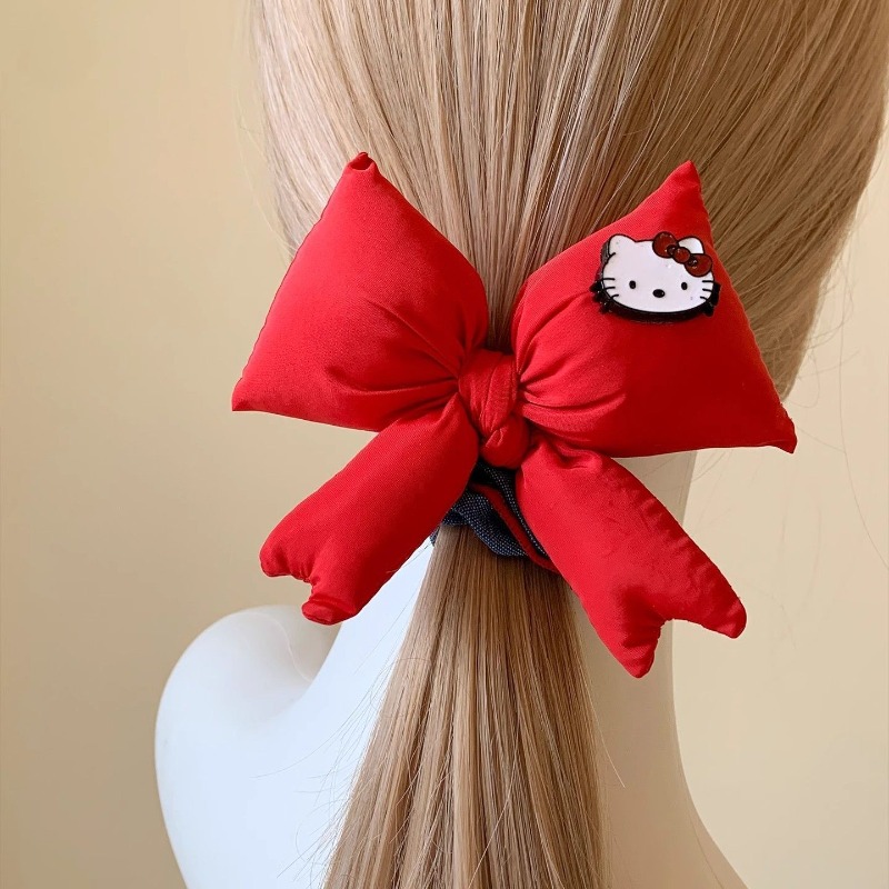 Hair Care Korean Products - Anel de cabelo com laço vermelho